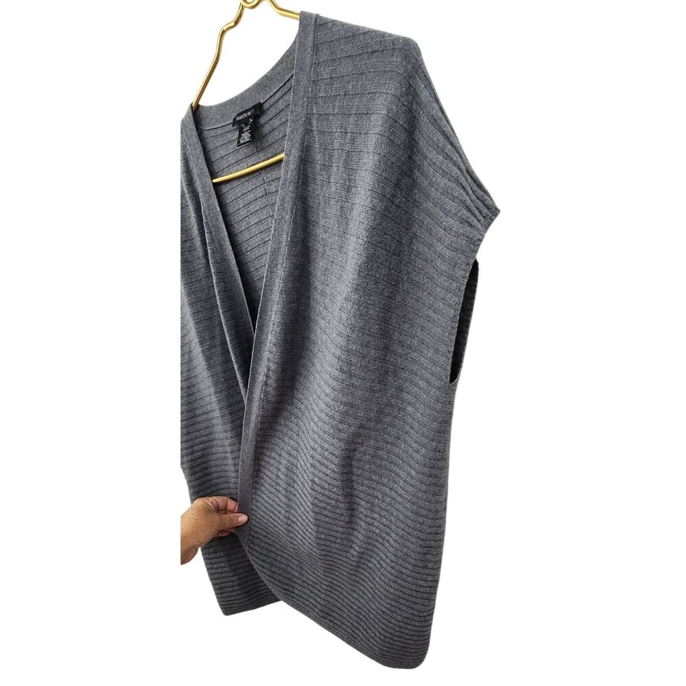 LAFAYETTE 148 Wool Cashmere Blend Shrug Ribbed Grey Medium Large - Picture 5 of 7